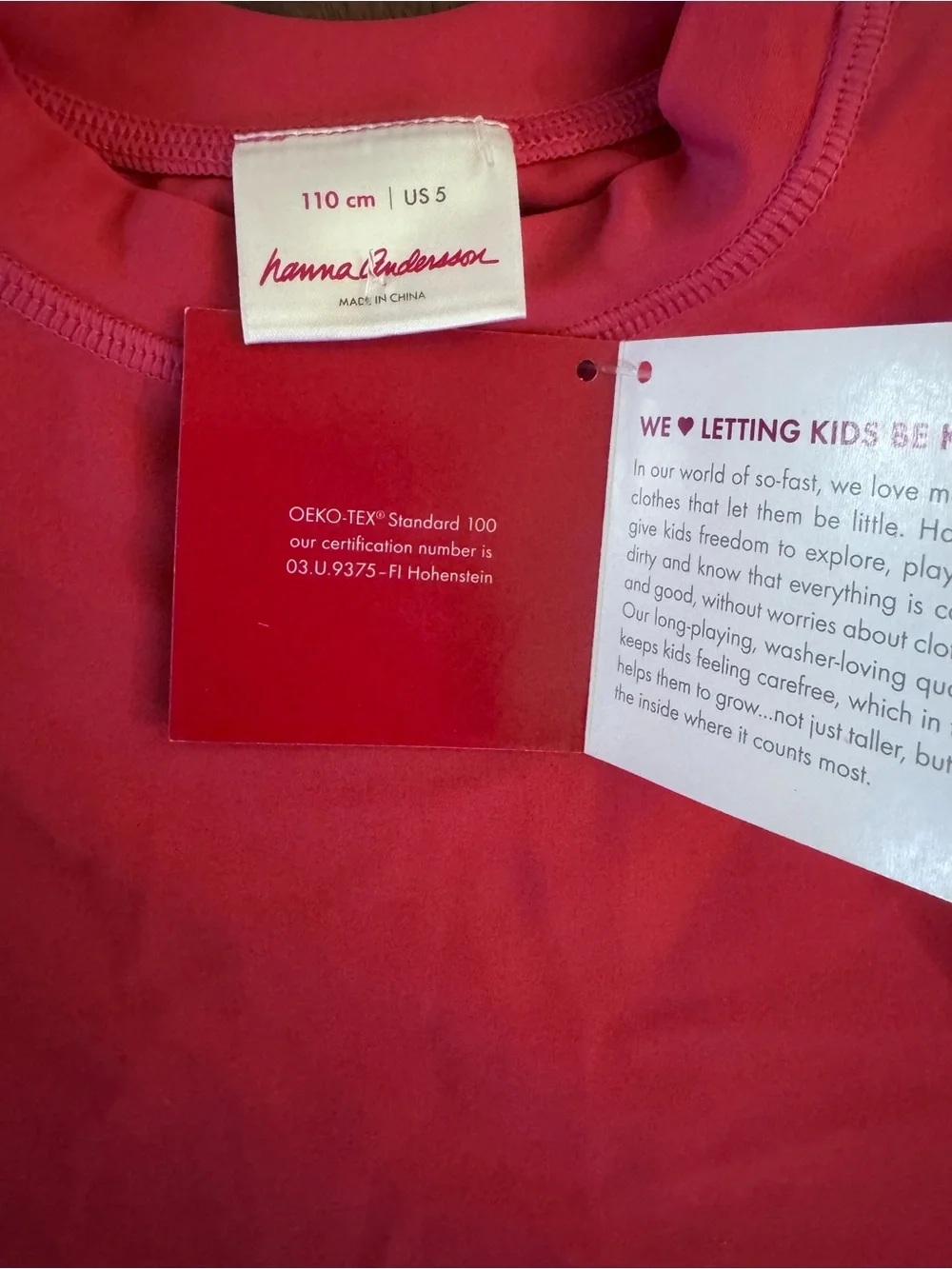 BNWT Hanna Andersson Coral-Red Long Sleeve swim rash guard